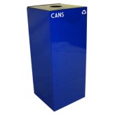 WITT GeoCube Square Recycling Receptacle w/ Round Opening - 36 gallon, Blue